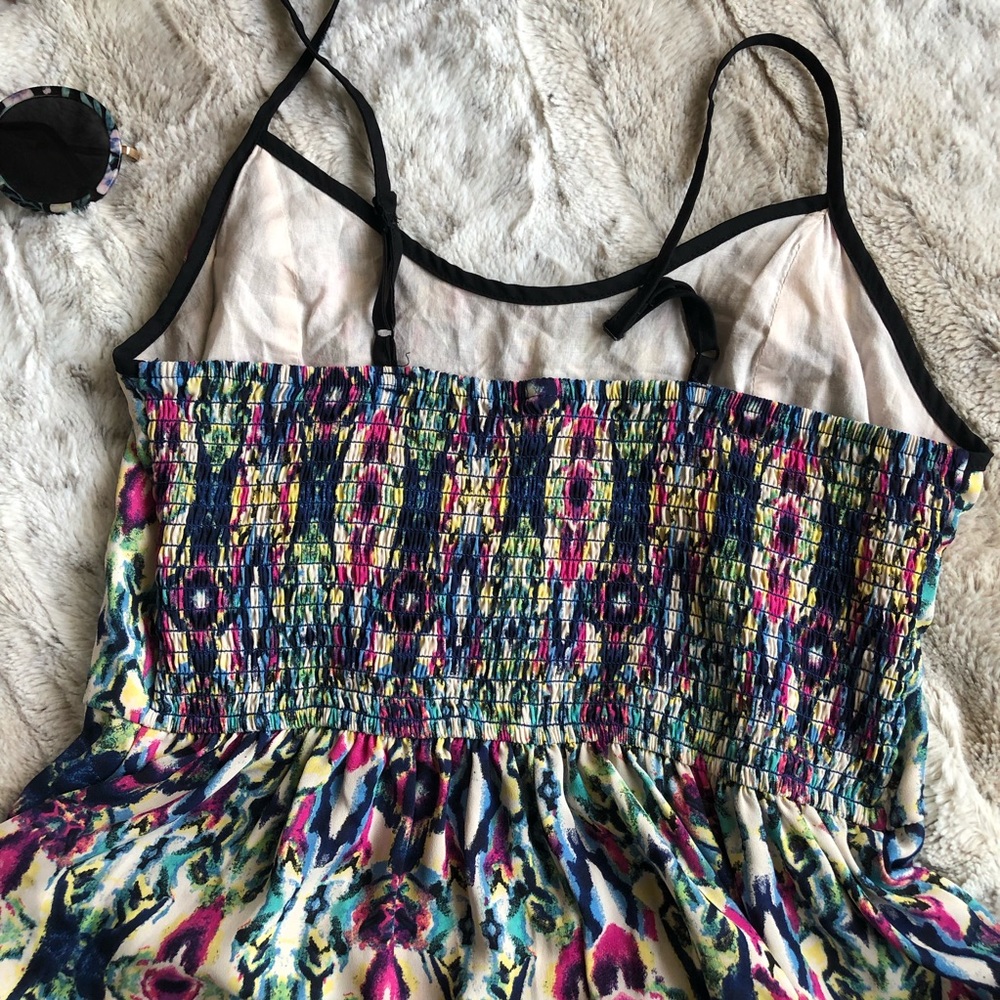 Multi Colored Shirred Patterned Cami Romper - image 4